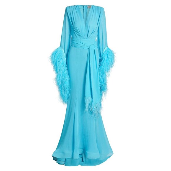 Bronx and Banco Geisha V Neck Gown in Teal X-Large New Womens Long Maxi Dress - Picture 11 of 16